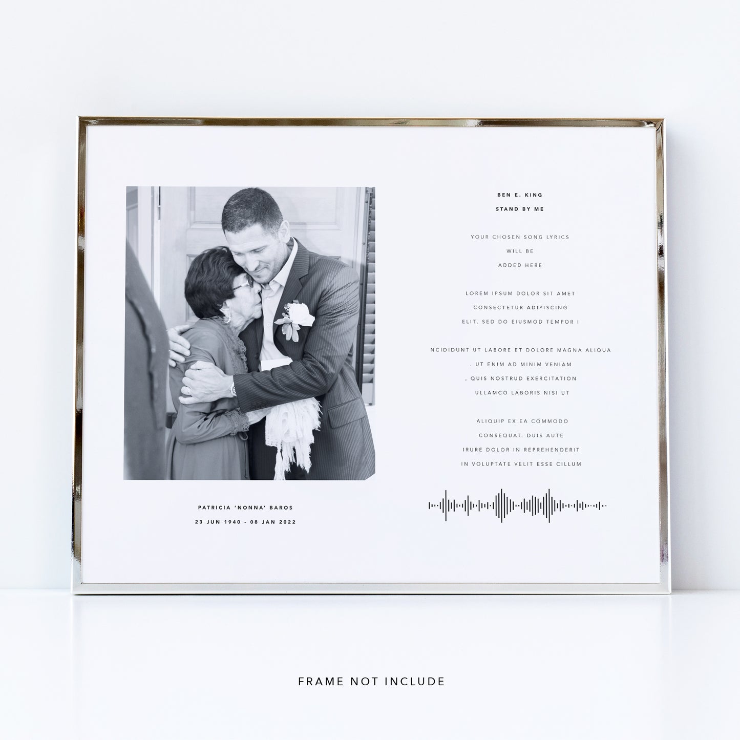 Memorial song lyrics print in loving memory of Mum