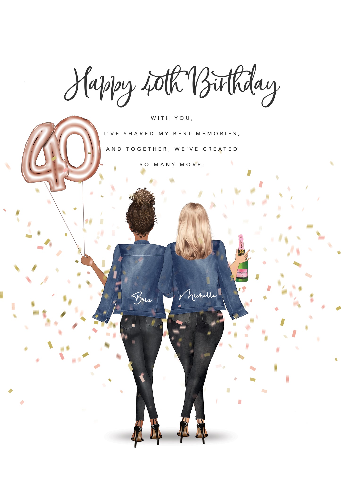 Personalised Best Friends From The Back 40th Birthday Card