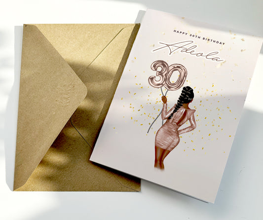 Rose Gold Personalised  30th Birthday Card, Back View