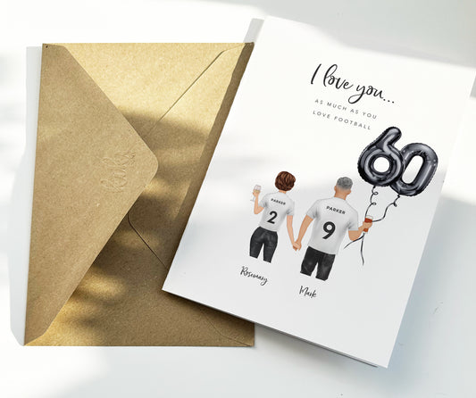 60th Birthday Gift For Him - Personalised Football Card