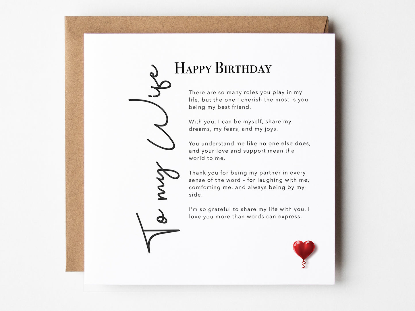 Happy birthday to my wife card with poem, wife birthday card with words of love