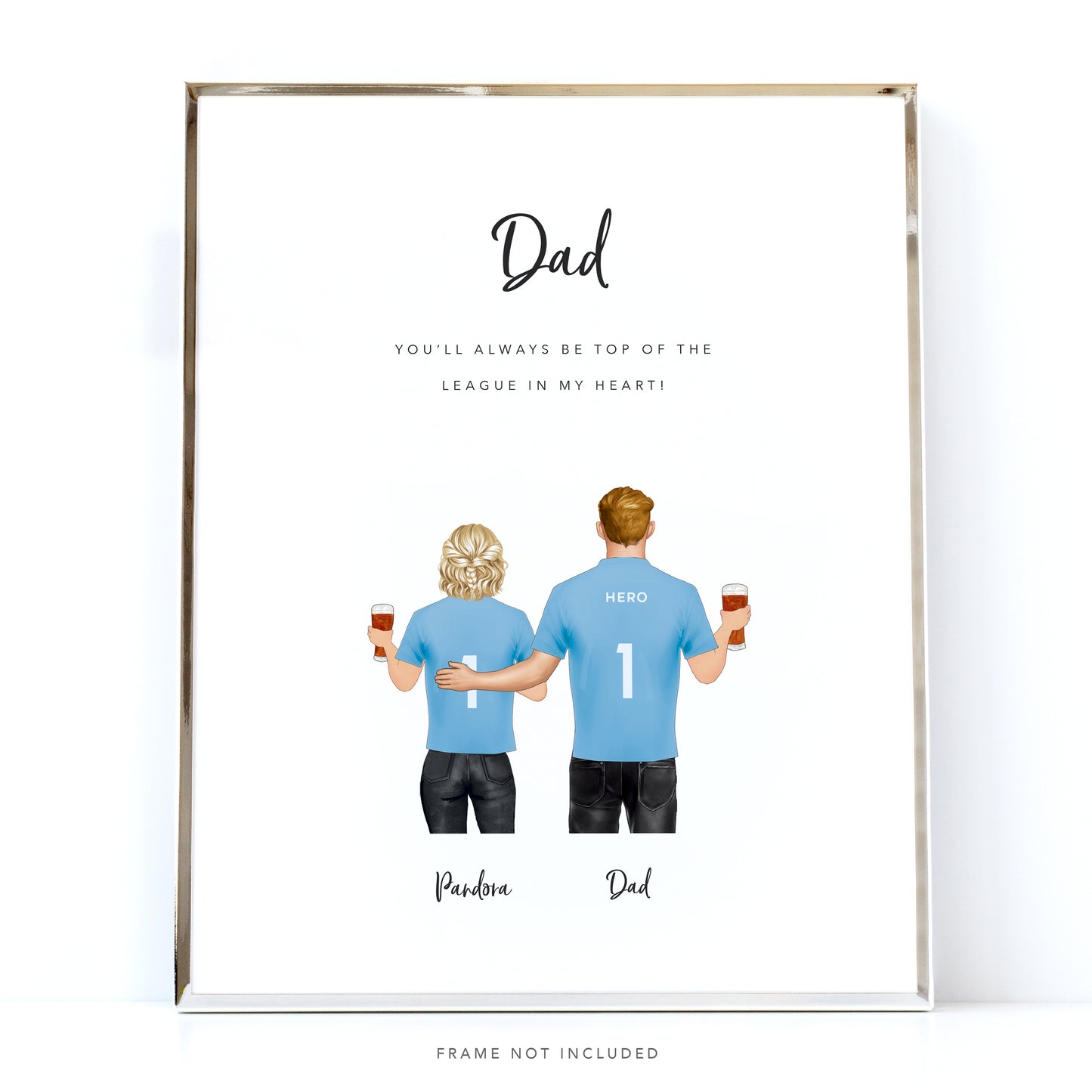 Champions of the League, Dad and Daughter Personalised Football Picture