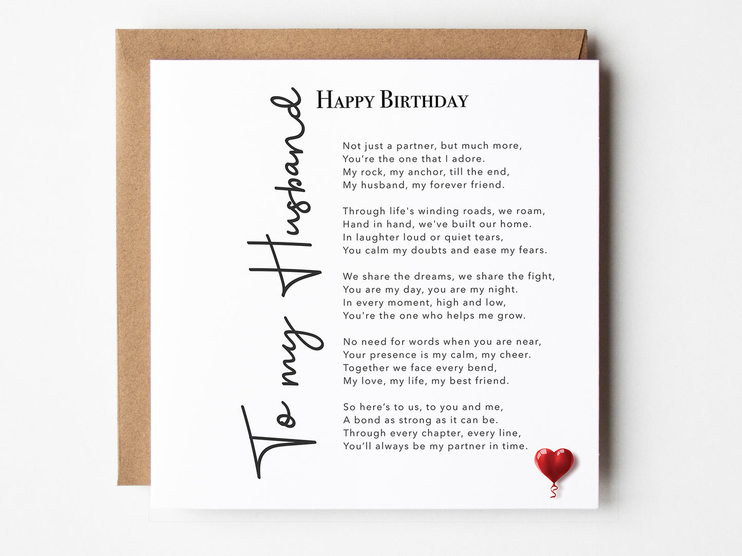 To My Husband Handmade Birthday Poem With Words of Romantic Love From Wife