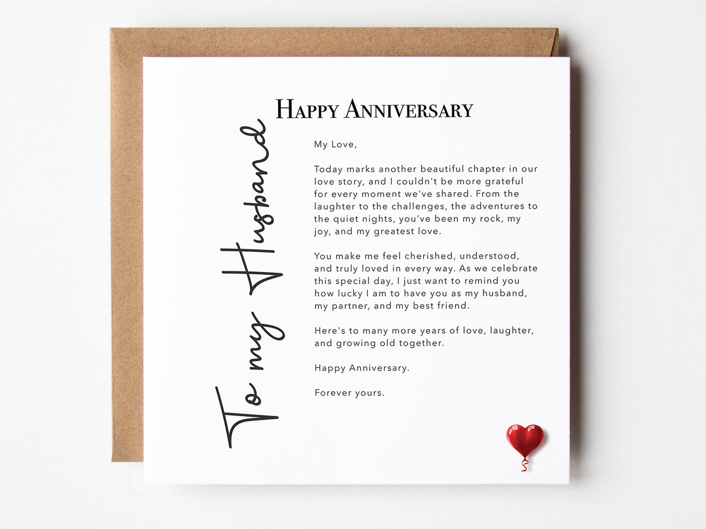 Love Note for Husband Anniversary Card, Wedding Day Anniversary Card for Him