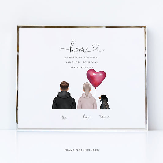 Cute Family Print With Heart Script Font -  New Home