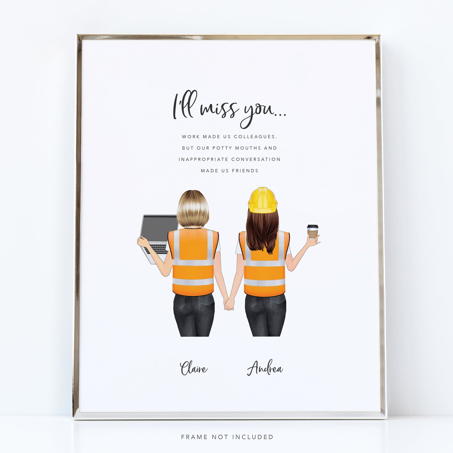 Work Friends Leaving Gift, Personalised Construction Worker Print