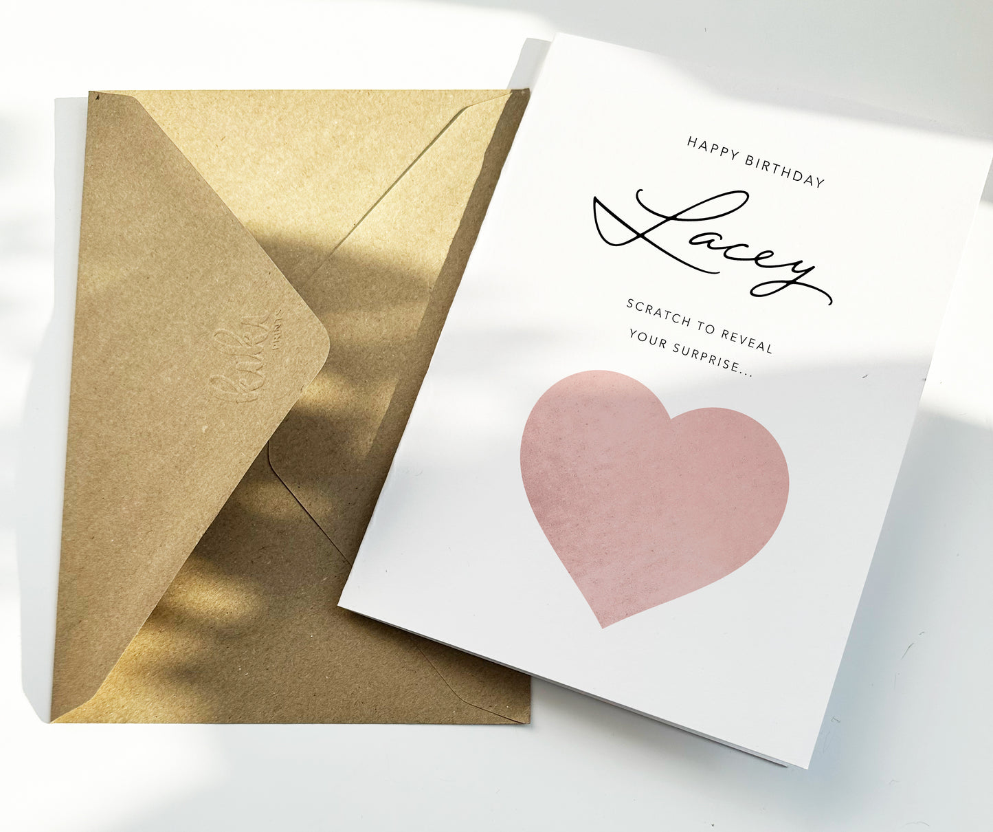 Birthday Surprise Scratch Card, Pink Foil Heart