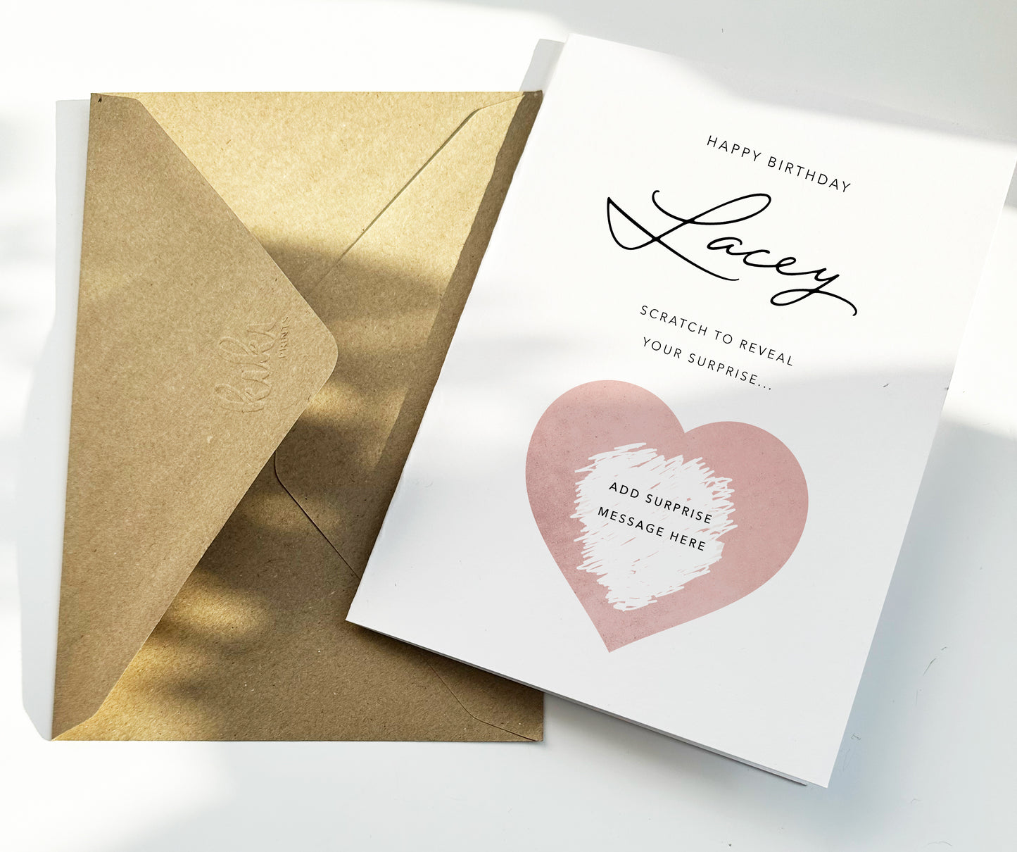 Birthday Surprise Scratch Card, Pink Foil Heart