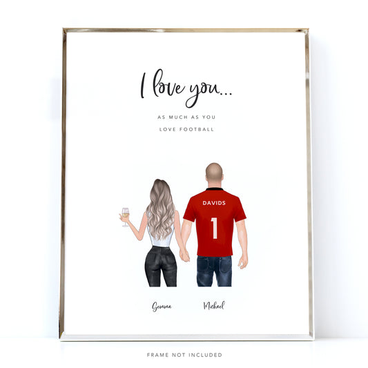Personalised Football Couple Picture
