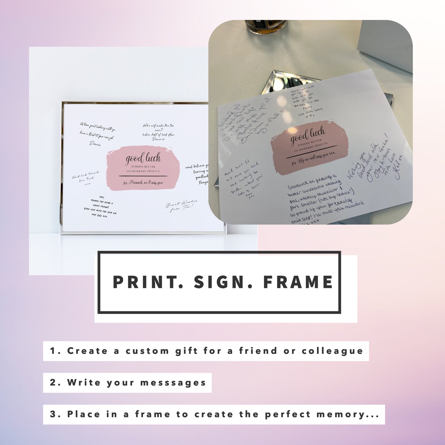 Leaving Gift - Good Luck Personalised Signature Print