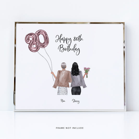 80th Birthday Gift - Personalised Print For Mum, Aunt, Godmother