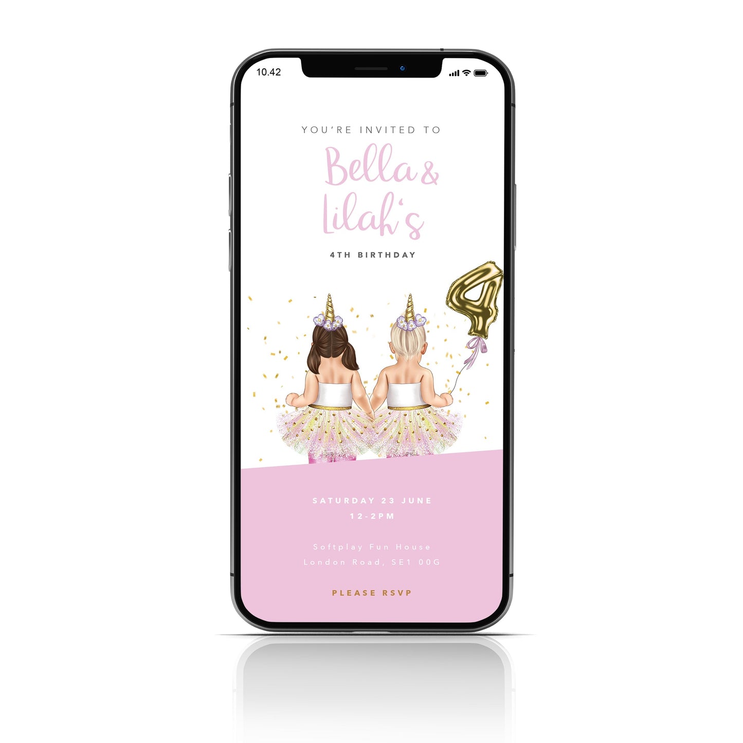 Girls 2nd birthday party invitation