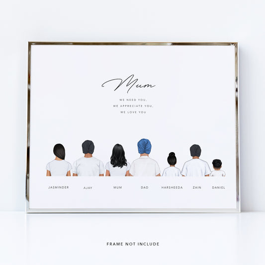 Mum, we love you gift - Sikh family print