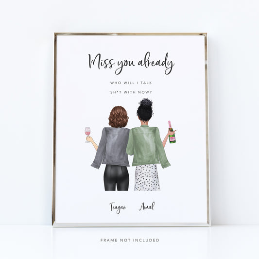 Miss You Already, Personalised Work Friends Print