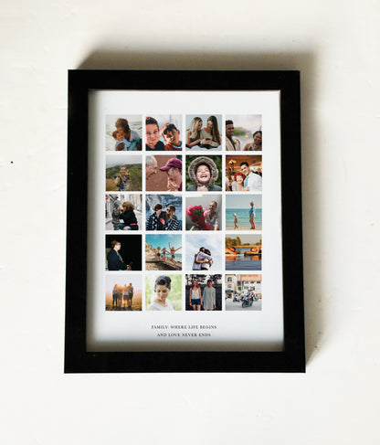 Framed 20 image Picture Collage - Black wood