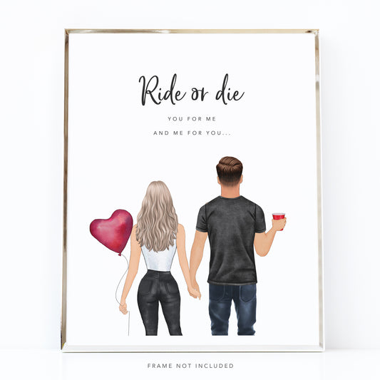 Ride or Die couples portrait print