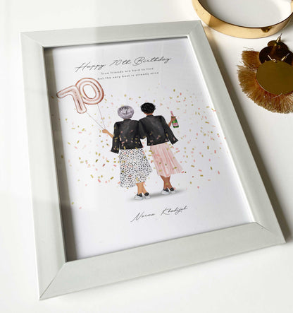 70th Birthday Personalised Friendship Print
