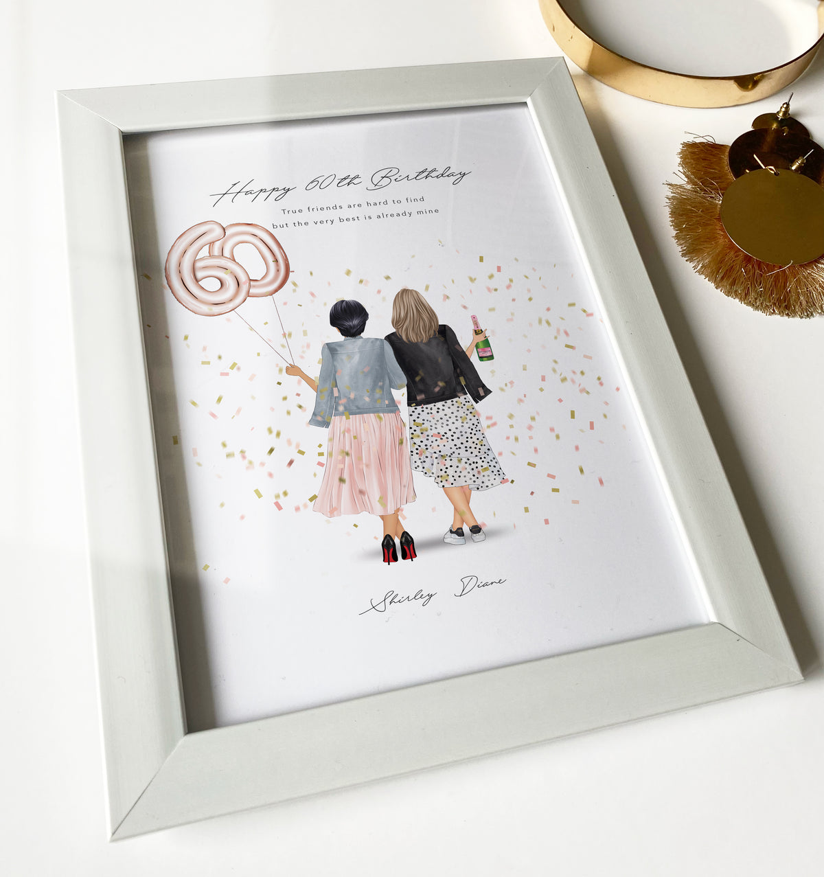 Customised 60th birthday best friends picture