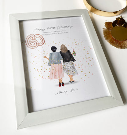 Customised 60th birthday best friends picture