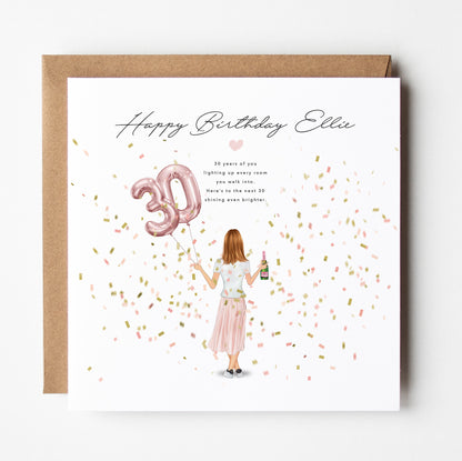 Birthday Card for 30th or 40th Birthday Celebrations - From Behind View Picture