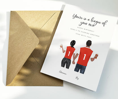 You're in a League of Your Own, Personalised Birthday Card