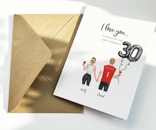 30th Birthday Gift for Him - Football Card