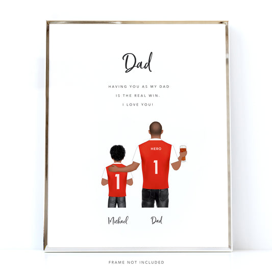 Dad and Son Personalised Football Print