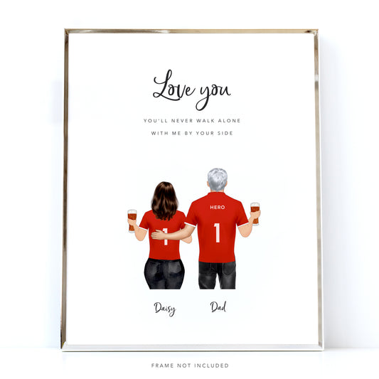 Champions of the League, Dad and Daughter Personalised Football Picture
