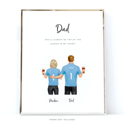 Champions of the League, Dad and Daughter Personalised Football Picture