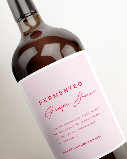 Fermented wine personalised wine bottle label