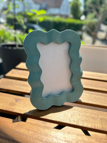 Aqua Blue Scallop Edged Wave Photo Frame - 4 x 6 inches