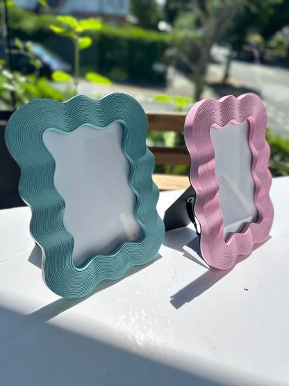 Aqua Blue Scallop Edged Wave Photo Frame - 4 x 6 inches