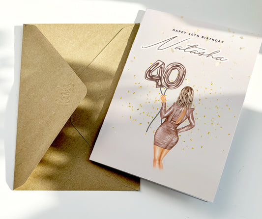 Personalised card for her 40th birthday