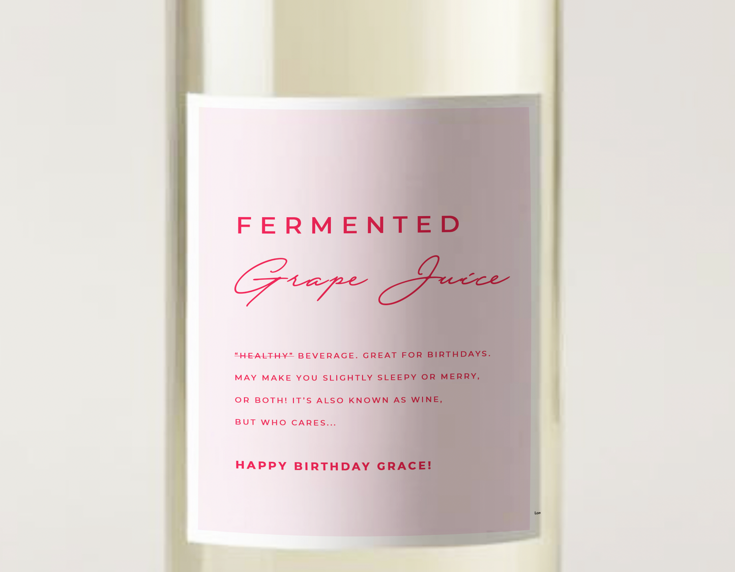 Fermented wine personalised wine bottle label
