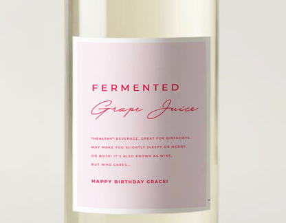 Fermented wine personalised wine bottle label