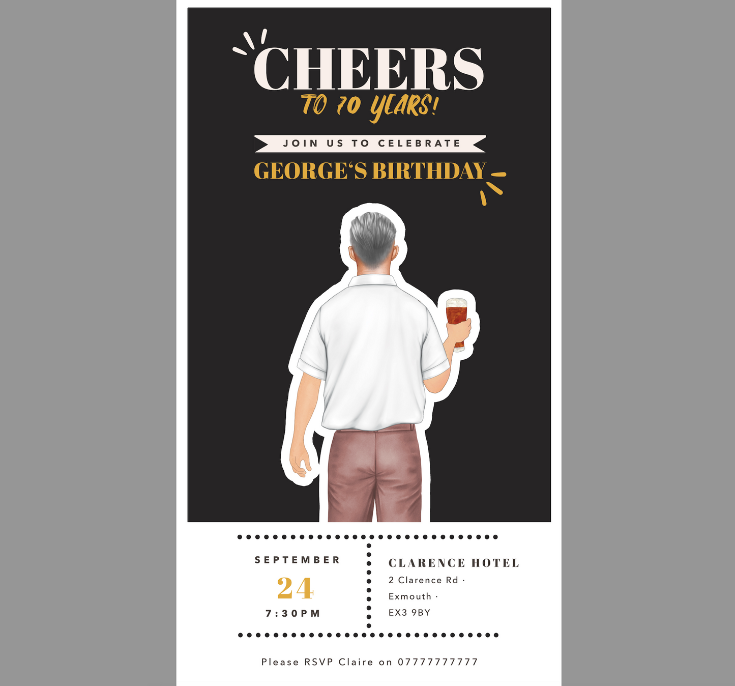 Cheers Birthday party invitation for Dad