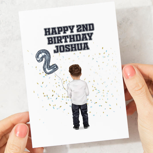 Personalised 2nd Birthday Boys Birthday Card