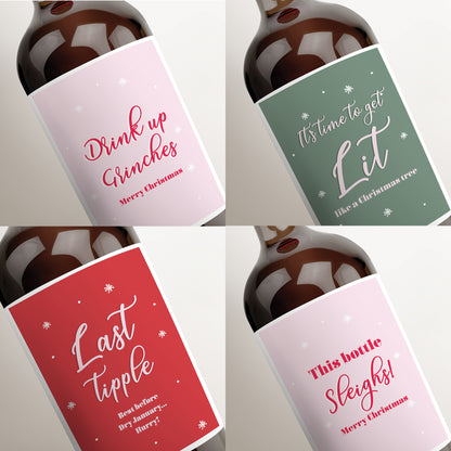 Pack of 4 Christmas wine labels