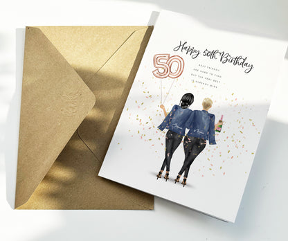 Personalised Best Friends From The Back 40th and 50th Birthday Card