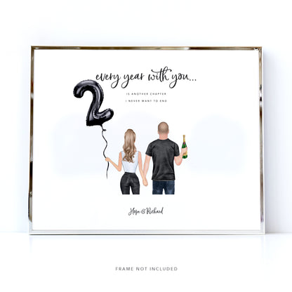 2nd anniversary cutom gift for girlfriend or boyriend, husband or wife