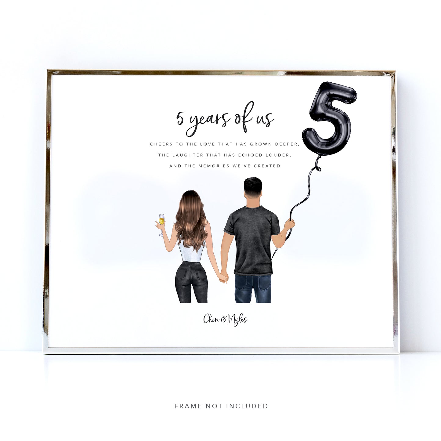 Amazing anniverary gift idea featuring personalised picture of a couple from the back