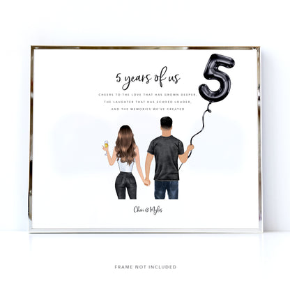 Amazing anniverary gift idea featuring personalised picture of a couple from the back
