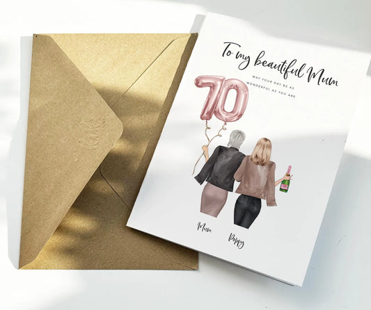 Personalised 70th Birthday Mother Daughter Card