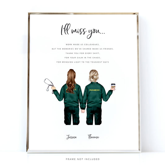 Paramedic Leaving Gift - personalised gift for colleague and best friend ambulance workers in uniform