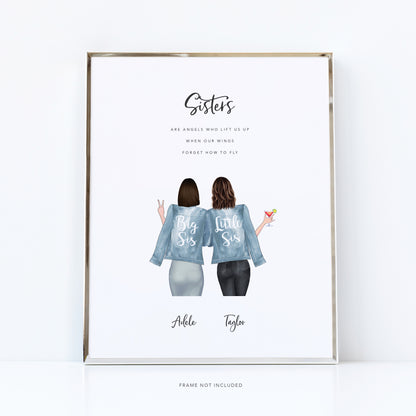 Sister to sister wall art | Big sis little sis print