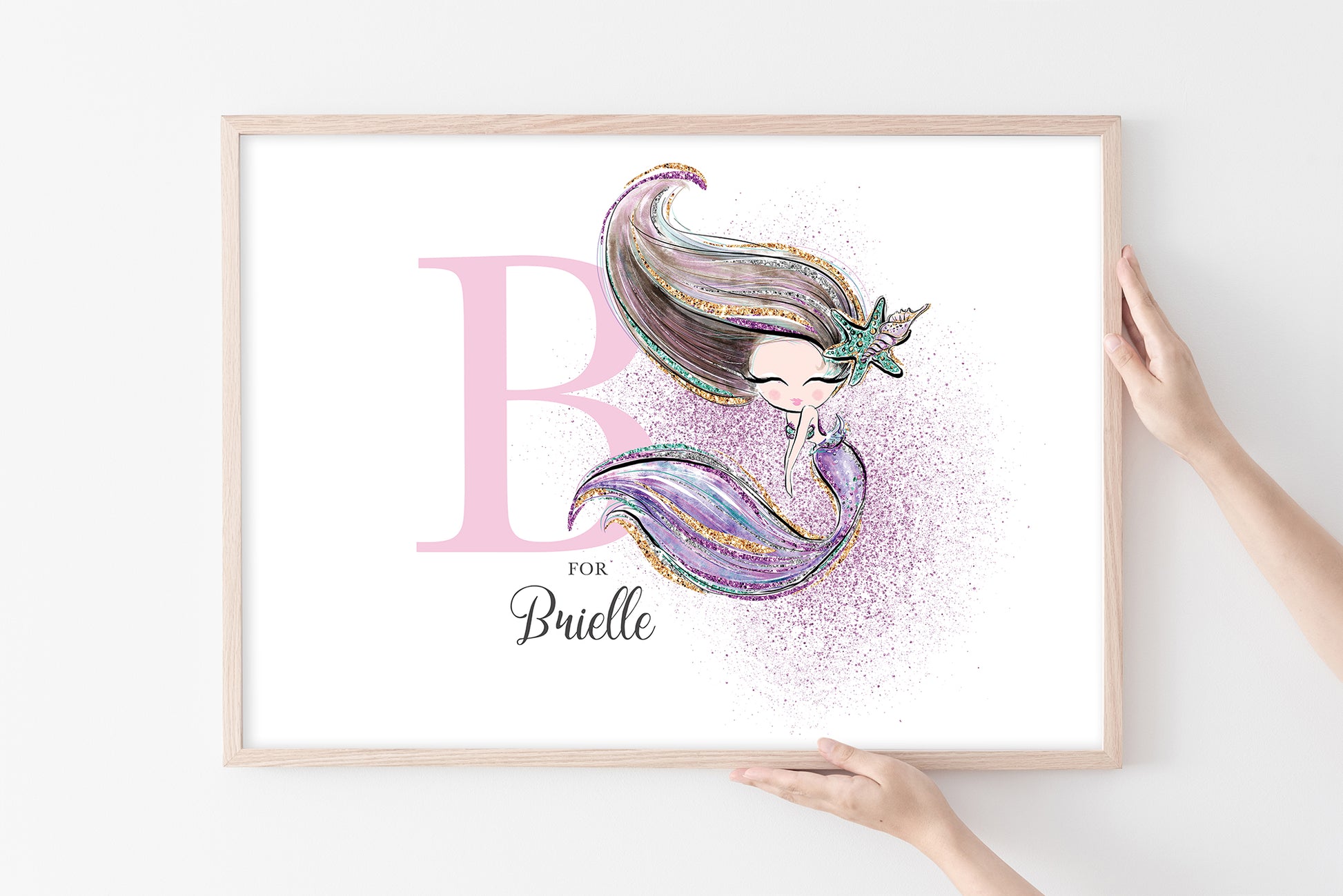 Personalised mermaid wall art for baby's room