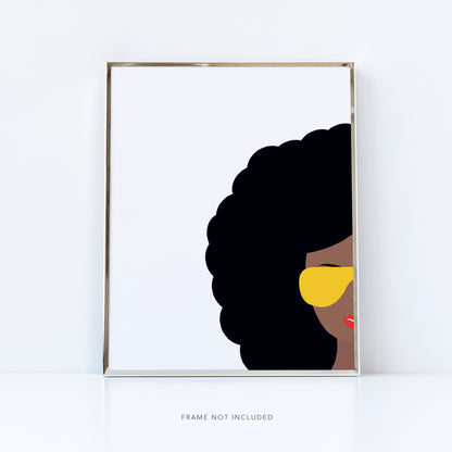 Afro hair wall print