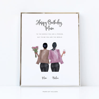 Personalised gift for mum | Happy birthday art for mothers