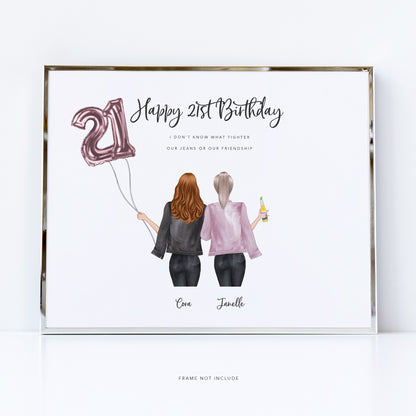 21st birthday best friends print