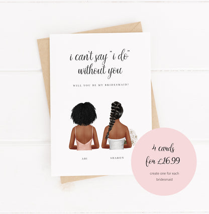 Personalised will you be my bridesmaid card